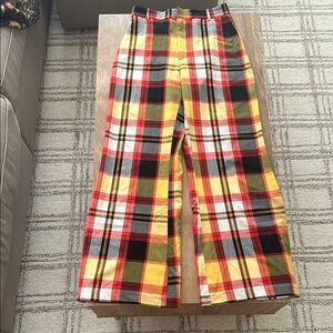 Free People Multicolor Plaid Flare Pants